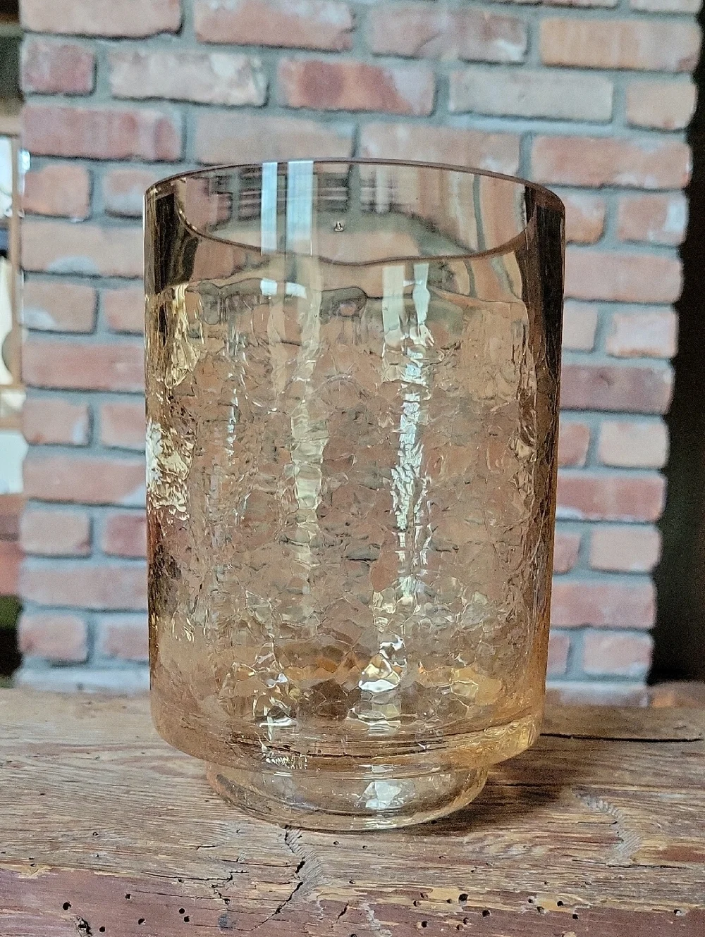PIER 1 Amber Crackle Textured Heavy Glass Vase